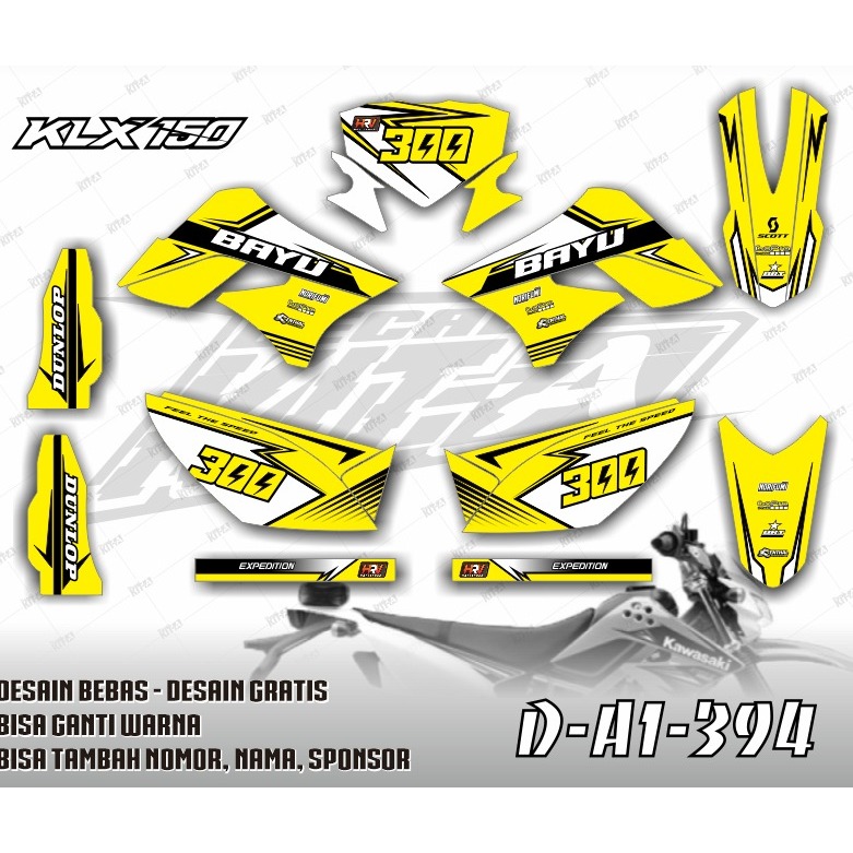 Decal Klx 150 S D-A1-394  SUPERMOTO KUNING PUTIH