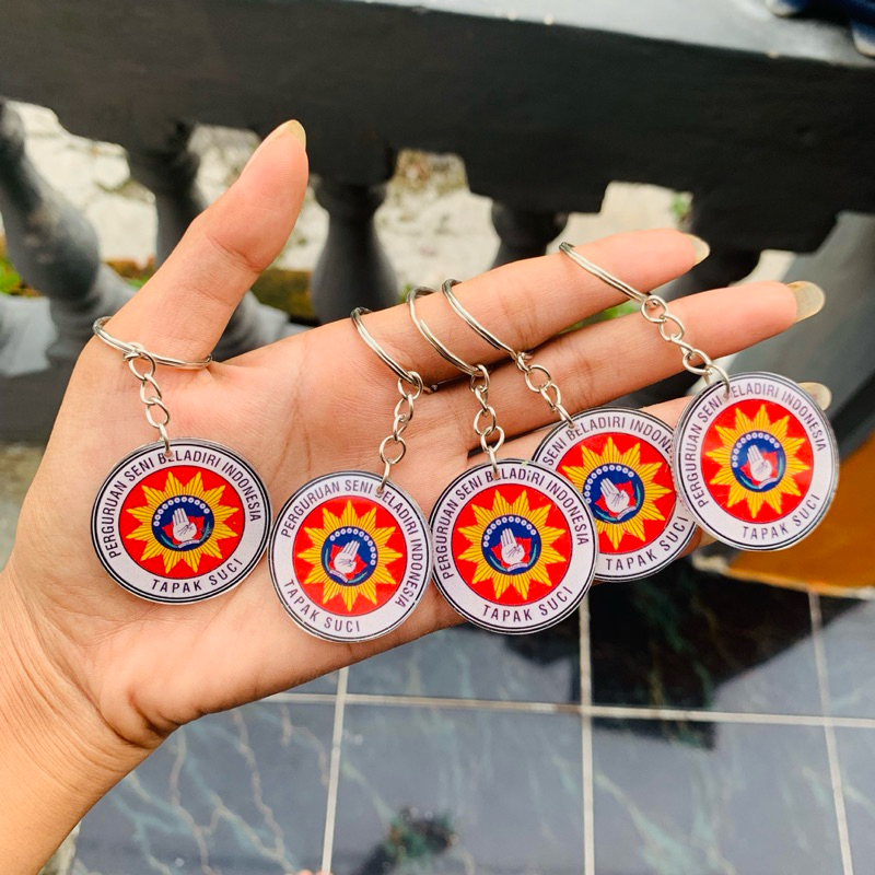 (gratis 2 stiker) GANTUNGAN KUNCI TAPAK SUCI AKRILIK GAMBAR BOLAK BALIK