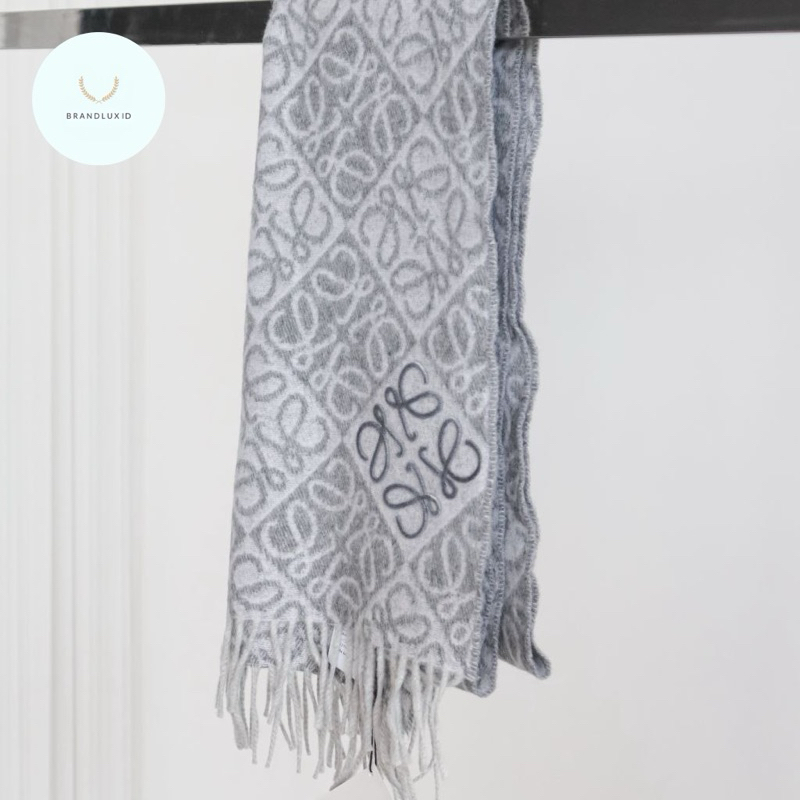 Loewe Anagram Scarf Wool & Cashmere Grey