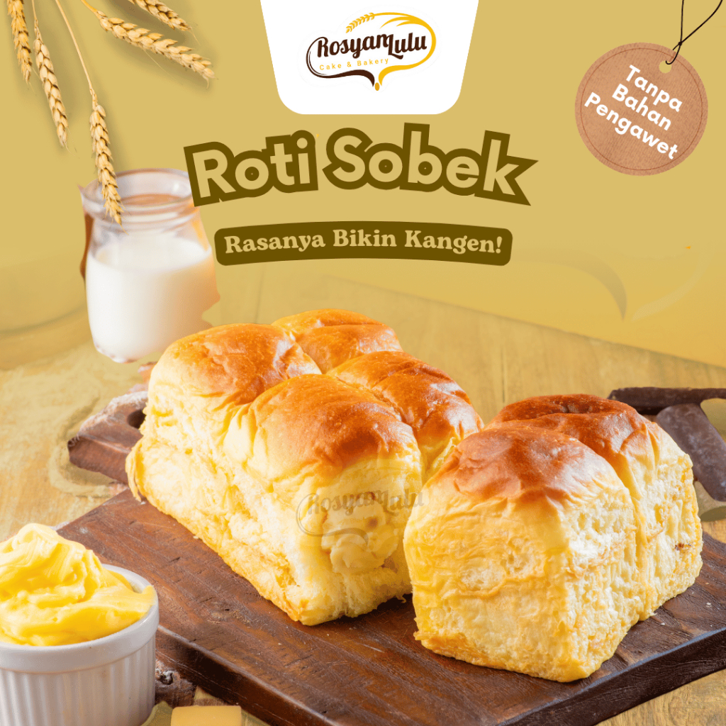 

Roti Sobek Rosyan Bakery Pillow Bread Bantal Isi Campuran Cokelat Keju Mentega Lembut Halus Enak Tanpa Bahan Pengawet HALAL