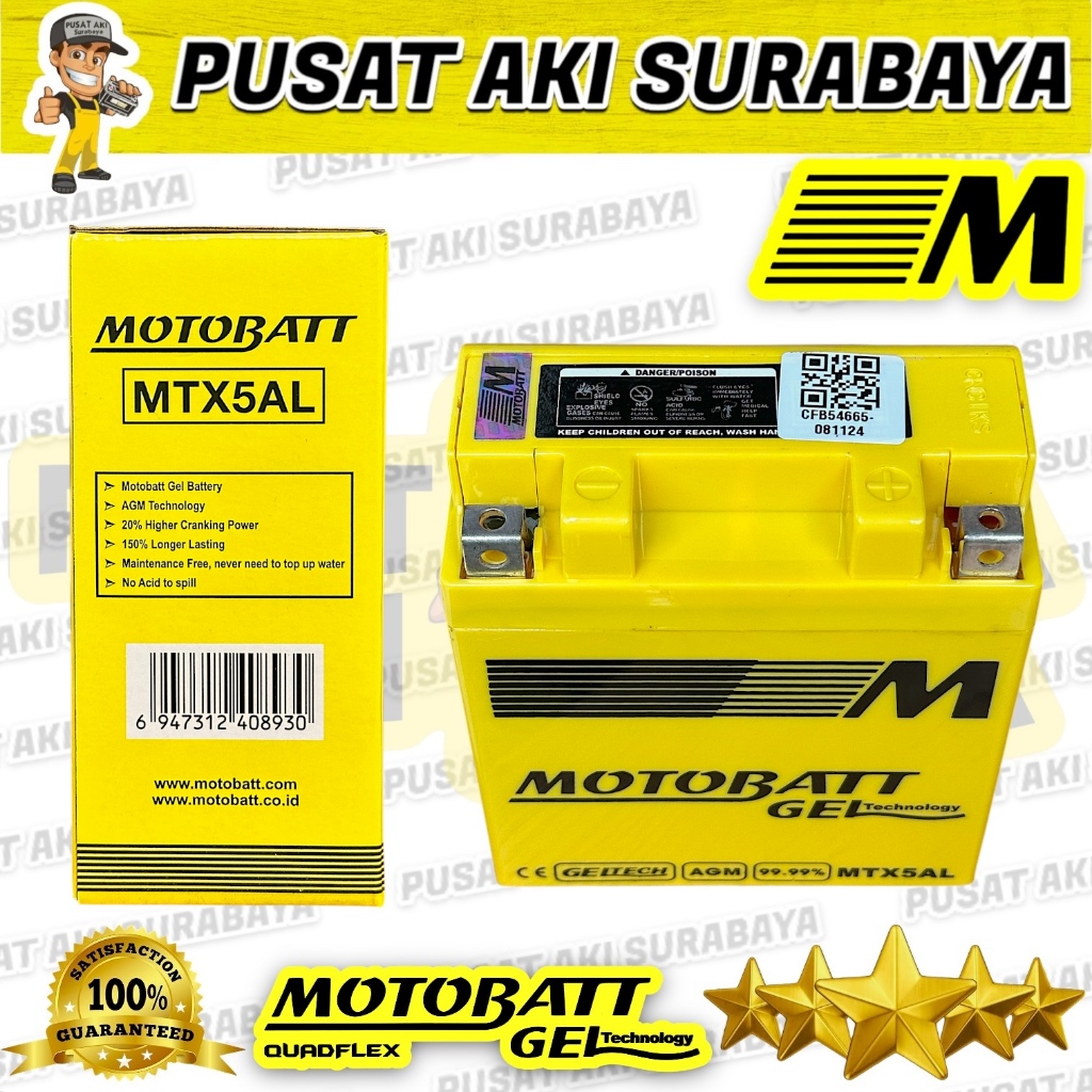 Rejeki.Maju Pusat Aki Surabaya Motobatt Mtx5Al 5 Amper Motor Honda Astrea Grand Legenda Megapro