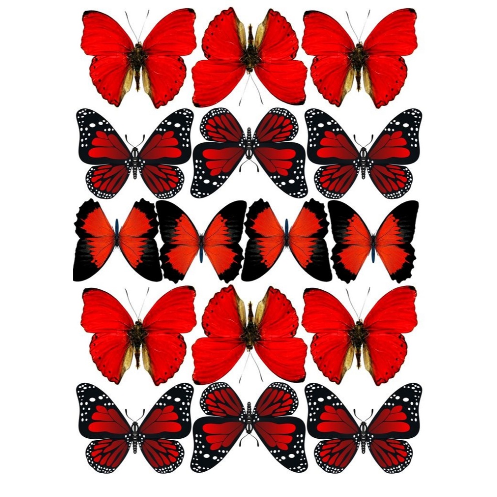 KUPU-KUPU MERAH PRINTABLE / Hiasan Kue Tart / Dekorasi Kue ULTAH / Hiasan Buket Kado