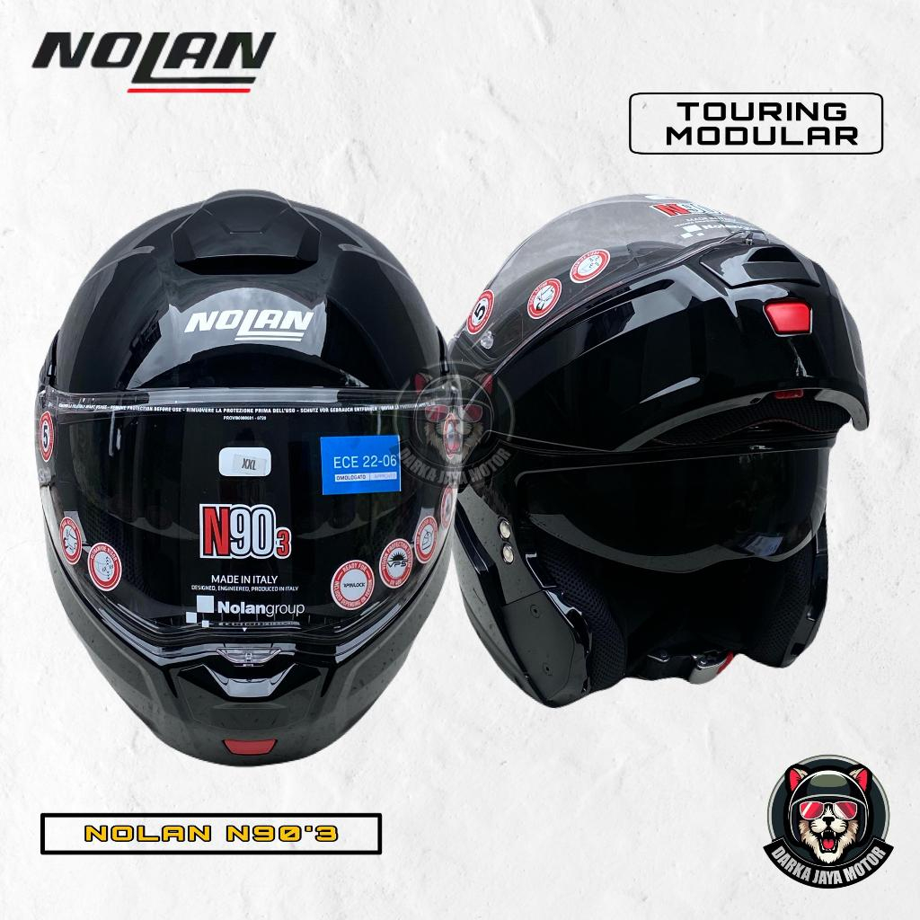 HELM NOLAN 90-3 MODULAR CLASSIC GLOSSY BLACK / NOLAN 903 CLASSIC N-COM HELM MODULAR FLIP UP