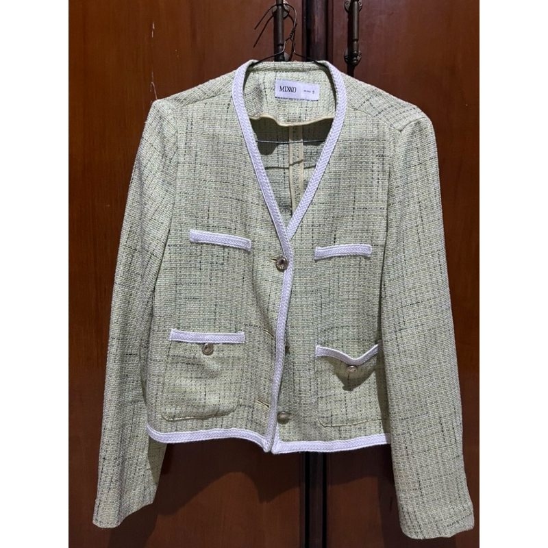 blazer tweed preloved - blazer tweed branded murah premium