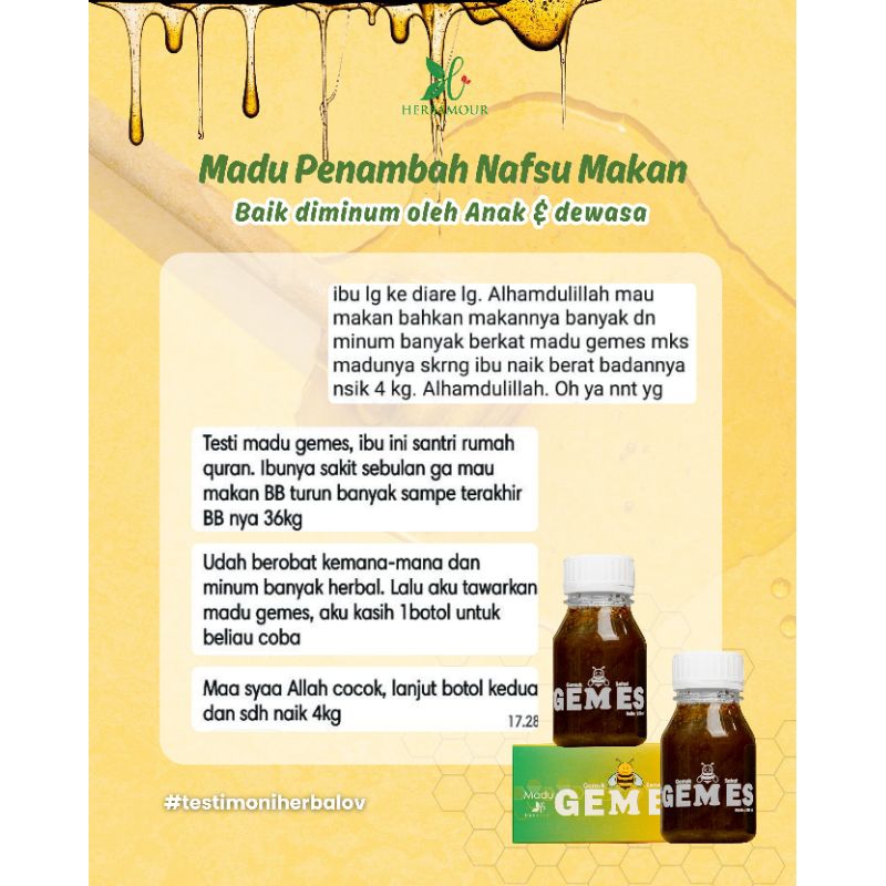 

Madu Gemes/Madu penggemuk badan/meningkatkan nafsu makan