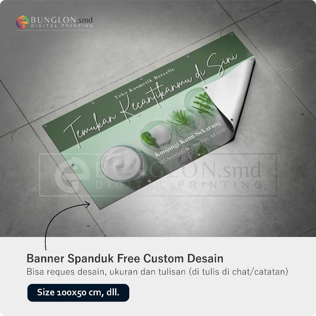 PRINT CETAK SPANDUK BANNER TOKO KOSMETIK CUSTOM DESAIN