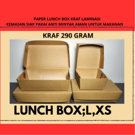 

PAPER LUNCH BOX SIZE L,XS BAHAN KRAFT FULL LAMINASI / LUNCH BOX PAPER KRAF