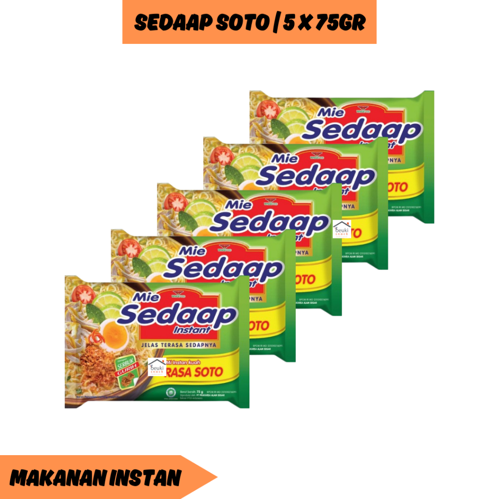 

5PCS Mie Sedaap Kuah Rasa Soto Lengkap dengan Serbuk Koya Gurih