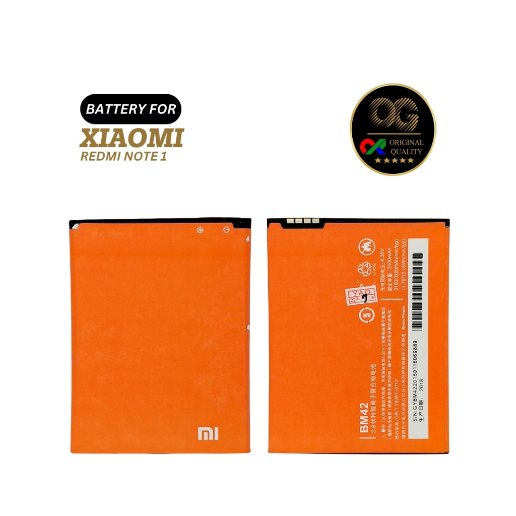 BATERAI / BATTERY / BATRE FOR XIAOMI REDMI NOTE 1 / BM42 / BM-42 ORI