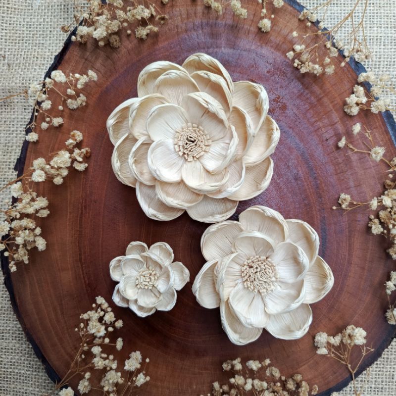 Ready Stok Termurah bunga klobot jagung bunga kulit jagung bunga teratai bunga klobot jagung bahan m