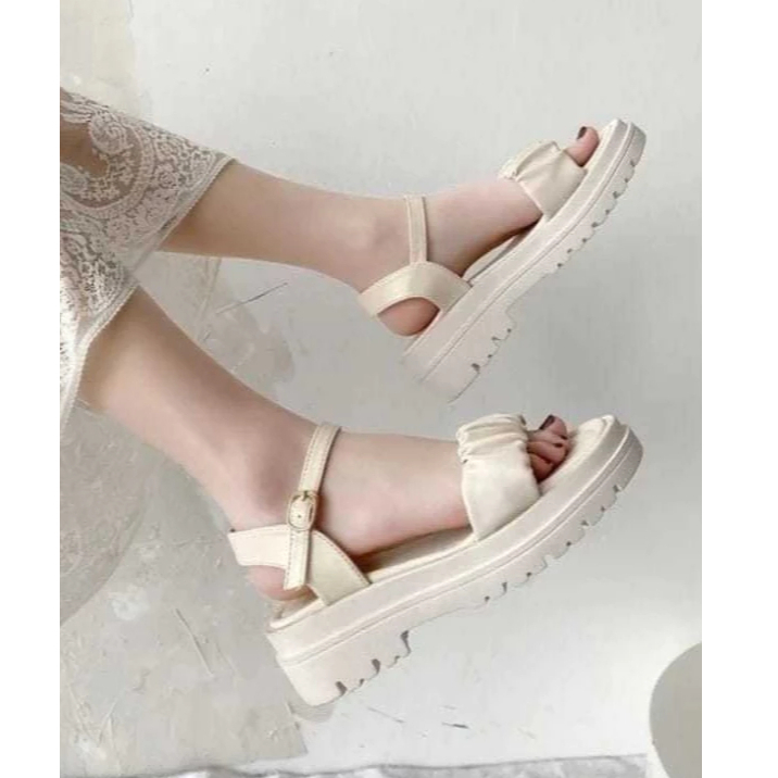 HOT SANDAL WANITA LOVELY TERBARU SANDAL WANITA TALI KERUT STYLE WEDGES HITS KEKINIAN
