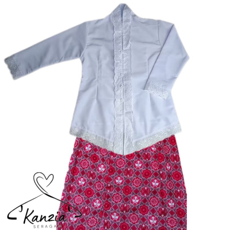 Setelan Kebaya Anak Putih Merah Seragam Sekolah TK/SD Pakaian Adat Perempuan Sunda