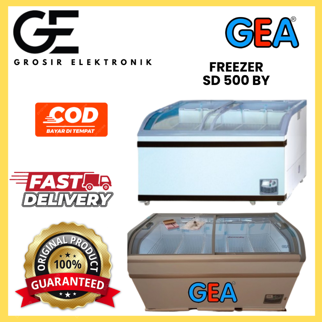 Sliding Curve Glass Freezer GEA SD 500BY / 500 BY Kaca Lengkung