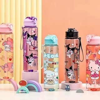 Botol Minum SANRIO 900ml - Botol Air Minum Anak Lucu (Free Sedotan) / Botol Minum Transparan Karakte