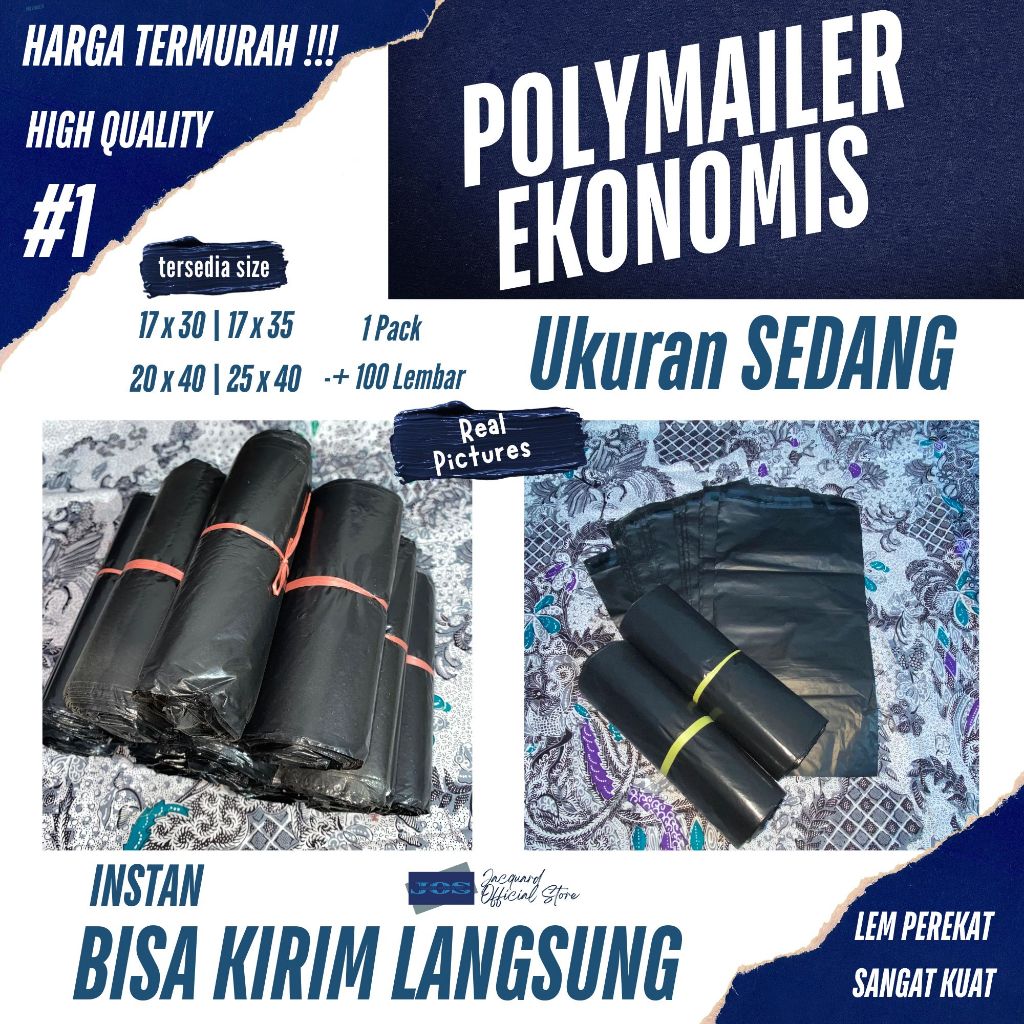 

Plastik Packing Polymailer Ekonomis ukuran SEDANG isi 100 Lembar 17x30 17x35 20x40 25x40