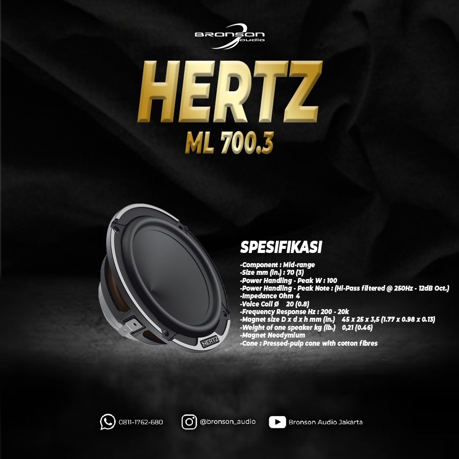 SPEAKER MIDRANGE HERTZ ML 700.3