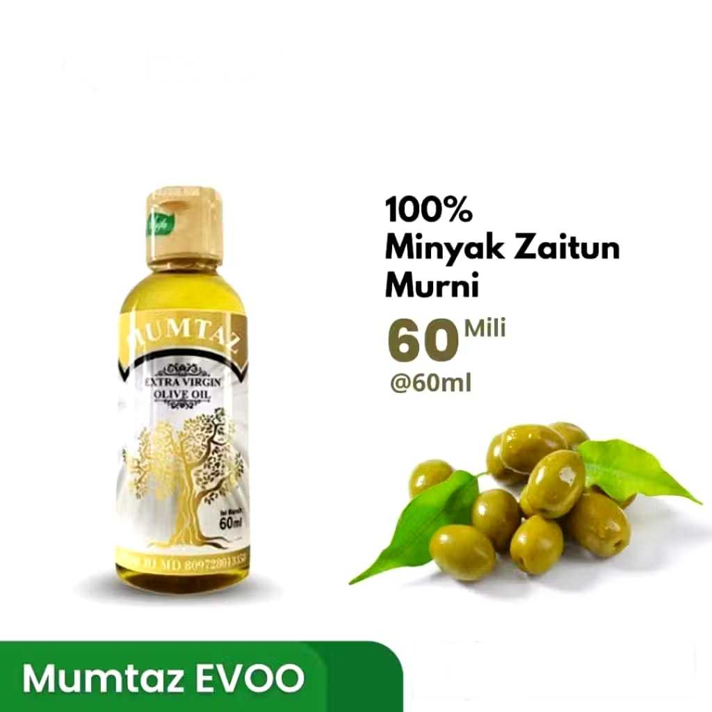 MINYAK ZAITUN ASLI MUMTAZ EXTRA VIRGIN OLIVE OIL 60 ML MINYAK ZAITUN PERASAN PERTAMA BISA DIMINUM
