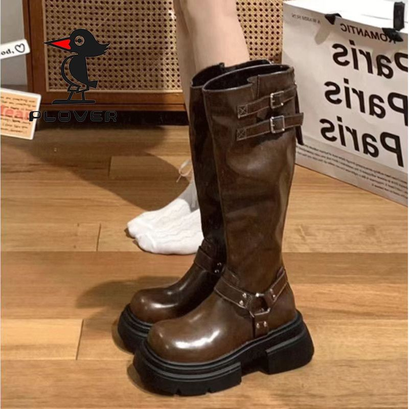 Women's Maillard Boots Fashionable All-Match Retro Slimming Platform Knight Boots Boots