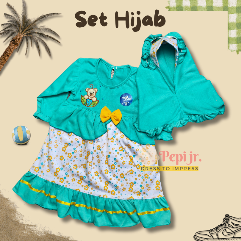 Pepi Jr - Baju Dress Gamis muslim anak perempuan 1-2 tahun Lebaran Cantik Murah Ms-02