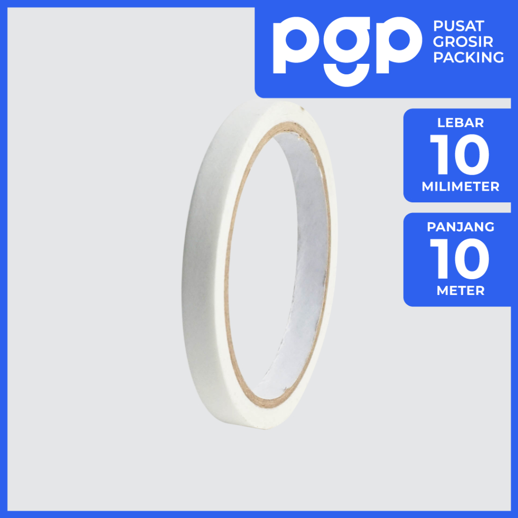 

Double Tape Kertas 10mm x 10 Meter | 1 Pcs/Roll (Satuan) | Lakban Murah Berkualitas