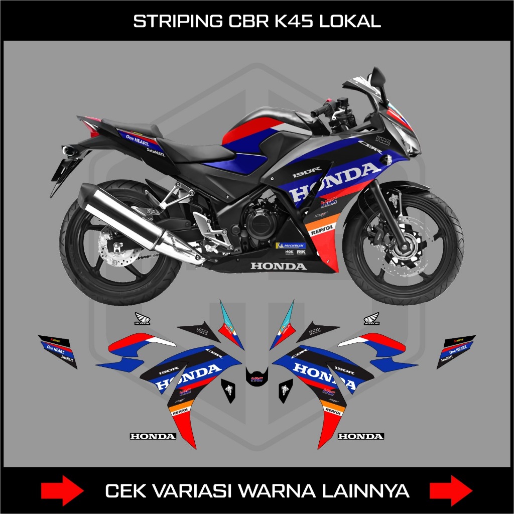 STIKER STRIPING HONDA CBR 150 K45A LOKAL / STICKER LIS VARIASI DECAL MOTOR CBR150 K45 A HONDA 2024