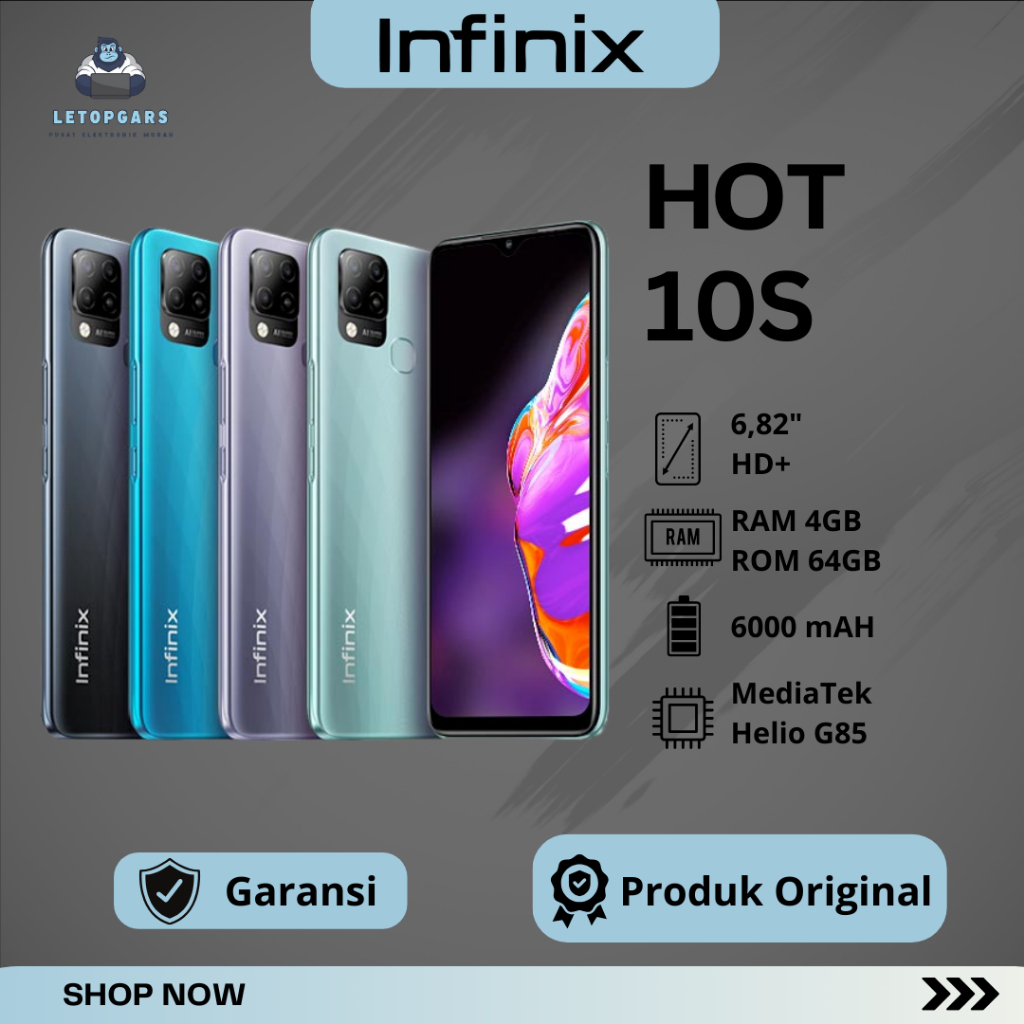 Infinix Hot 10S 6/128GB – Helio G85 – 6.000 mAh – 48MP Camera >> FULL SET