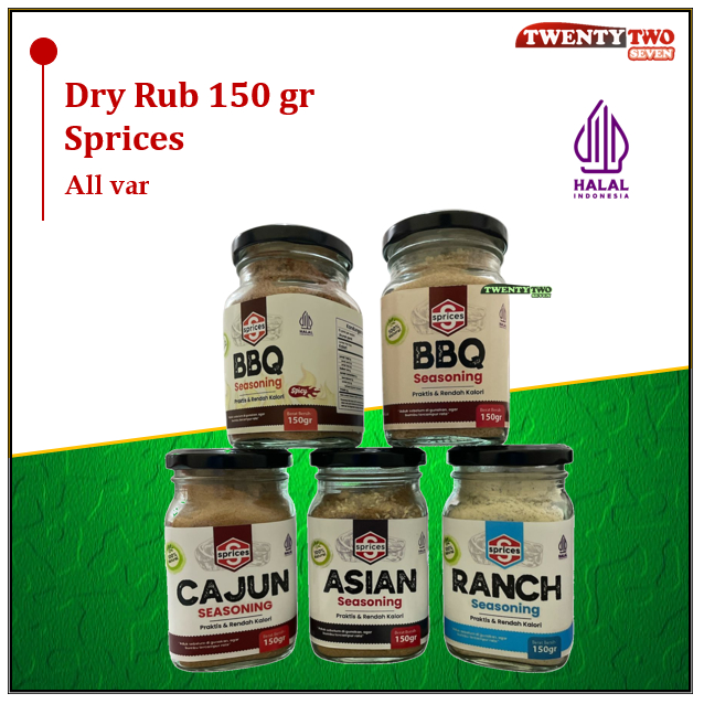 

Sprices Dry Rub Bumbu Marinasi Protein Rub Low Rendah Kalori Calorie Sugar Gula 150 gr