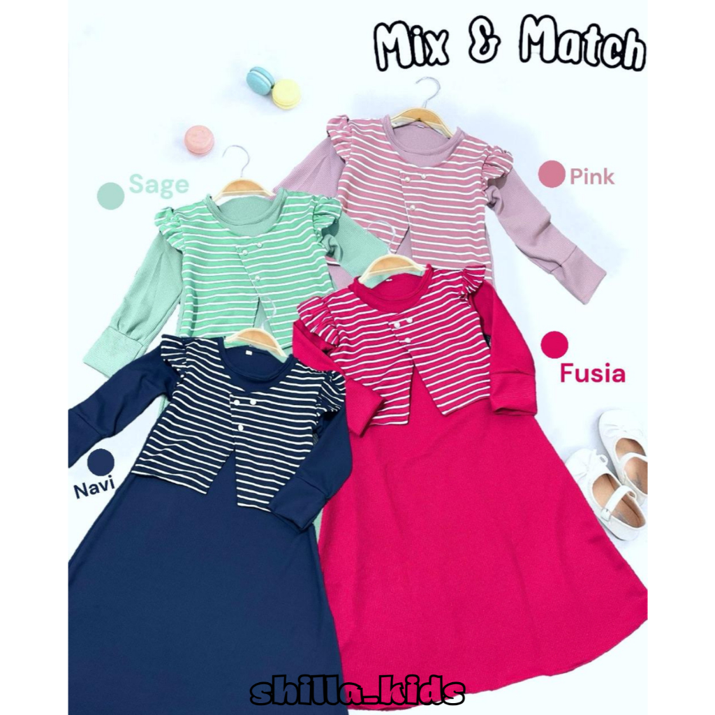 Baju Gamis Blazer Mutiara Modis Viral Anak Perempuan 1-12 Tahun Kaos Rompi Salur