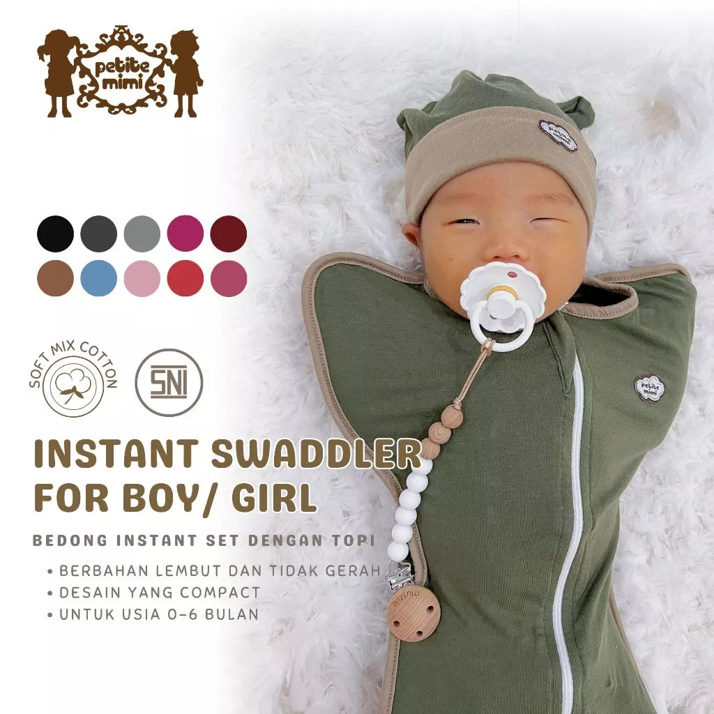 Petite Mimi Bedong Bayi Instan Baju Bayi Perlengkapan Bayi Selimut Bayi Selimut Bedong Instan Perlen