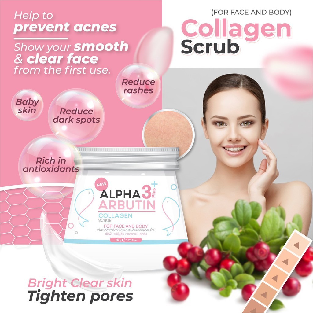 TOFU SKINCARE - Precious Skin Thailand Alpha Arbutin 3 Plus Collagen Body & Face Scrub / Lulur Wajah