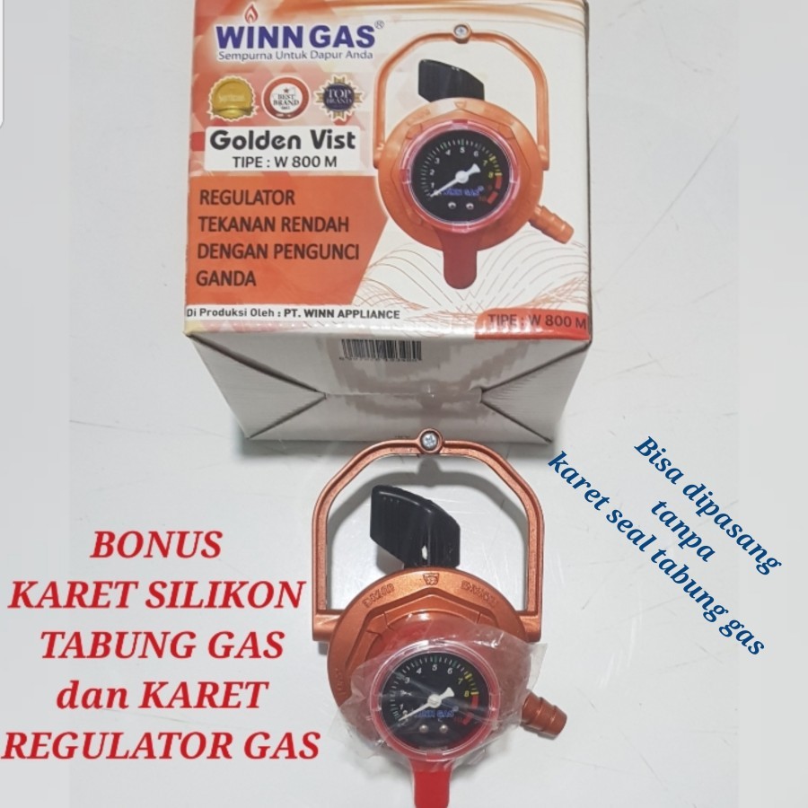 Regulator Gas Anti Bocor WINN GAS W 800 M GOLDEN VIST Pengunci Ganda
