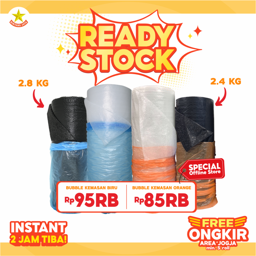 

TERMURAH Bubble Wrap Jogja Jateng/Plastik/Gelembung/PremiumTebal/FreeOngkir/Grosir/50 m x 125 cm