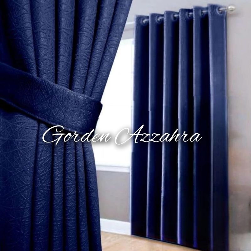 Gorden Jendela Blackout Gordyn Pintu Tebal Ukuran Tinggi 2meter 6 Gelombang free Tali dan Hook