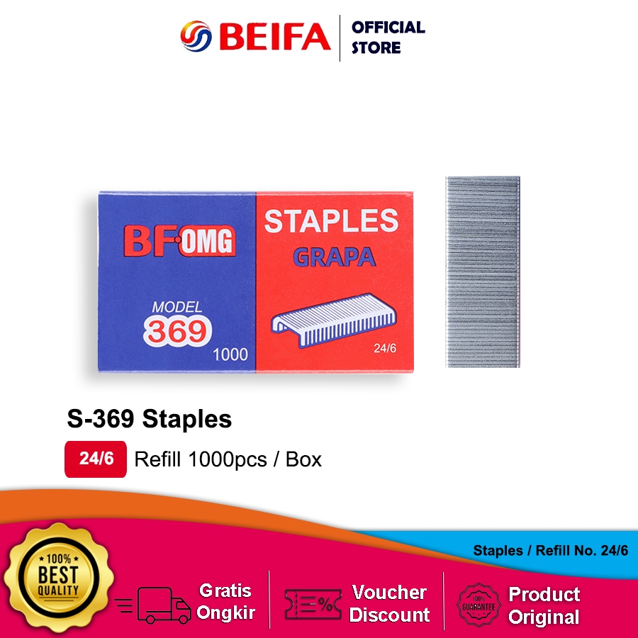 

Beifa Isi Ulang Refill Staples Anti Karat 24/6 S-369