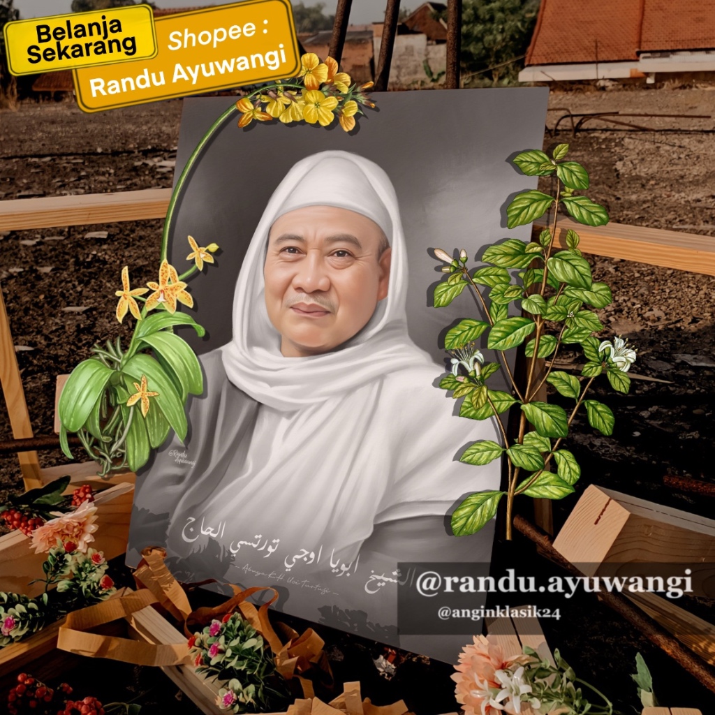 Lukisan Abuya Uci Turtusi diatas Papan MDF (Ukuran 30x40 dan 20x30 cm )Poster Ulama Poster Kyai Hias