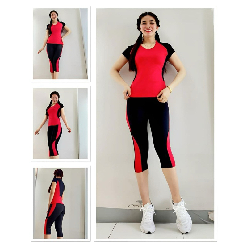 Setelan olahraga senam wanita senam zumba aerobic model 3/4 Baju Sport