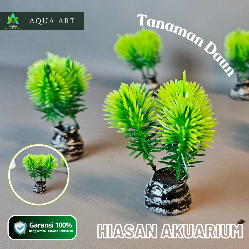 Hiasan Akuarium Dekorasi Aquarium Tanaman Daun Plastik Mini