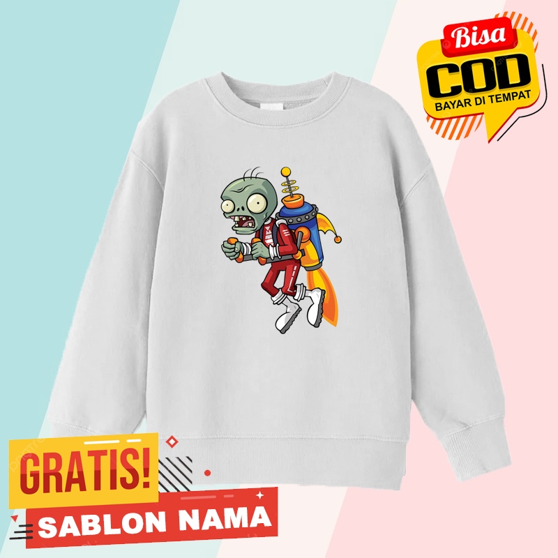 Sweater Anak Anak Zombie Rocket / Jaket Sweater Anak Laki Laki & Perempuan Custom Nama Zombie Rocket