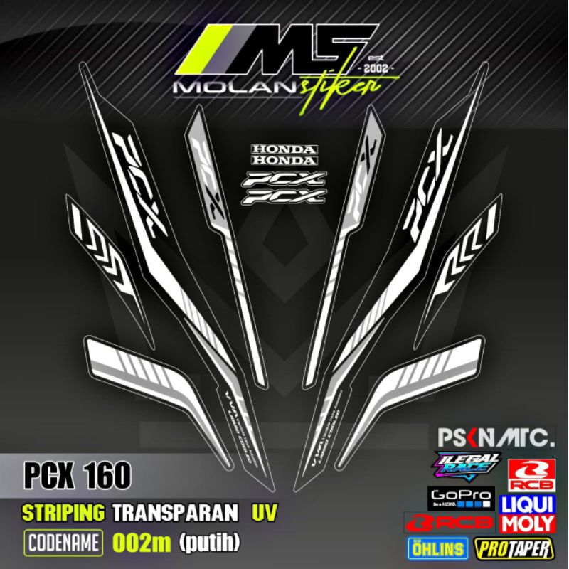 Decal Sticker Striping Variasi Transparan Uv PCX 160 All New Honda PCX 160 2025 PCX 160 2022-2025 PC