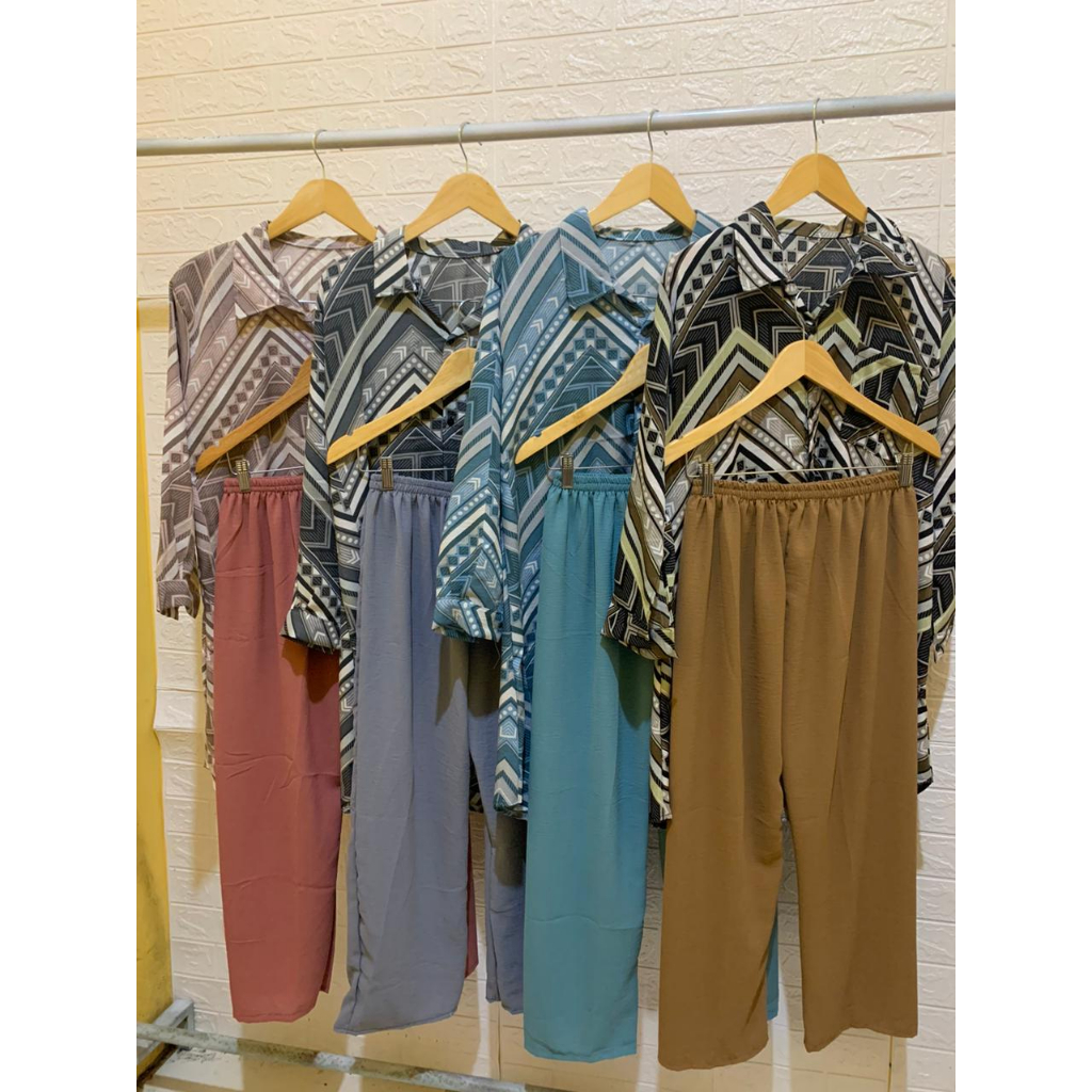 ONESET CRINKLE KEKINIAN JUMBO SETELAN BAJU TUNIK