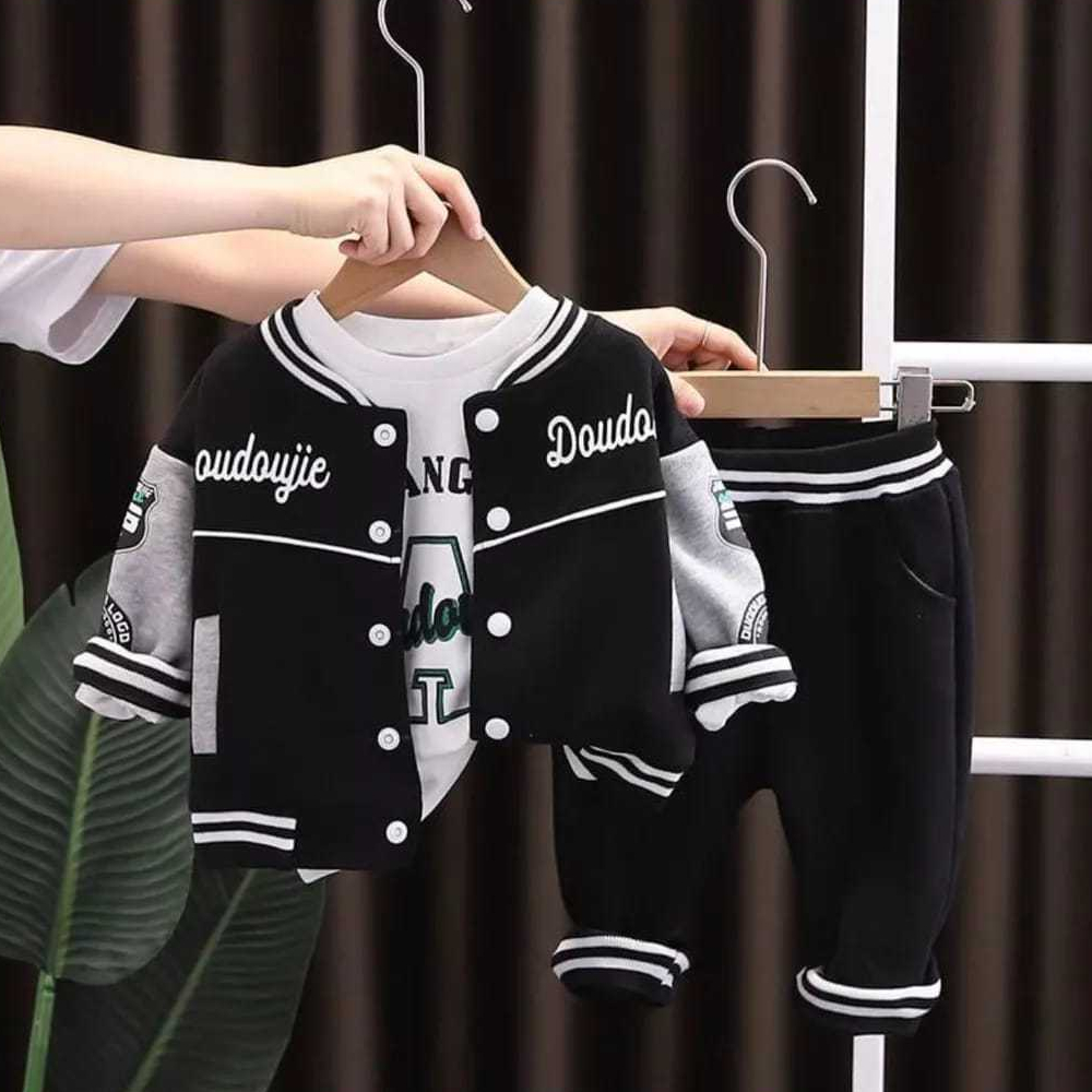 Setelan Anak Laki-laki & perempuan model 3 in 1 & Celana joger panjang Bermotif doudoujie Lucu Usia 