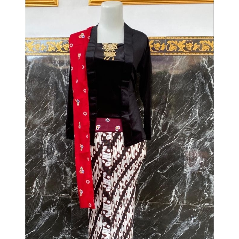 [ 1set ] kebaya beludru kutubaru dewasa (kebaya+bawahan+selendang)