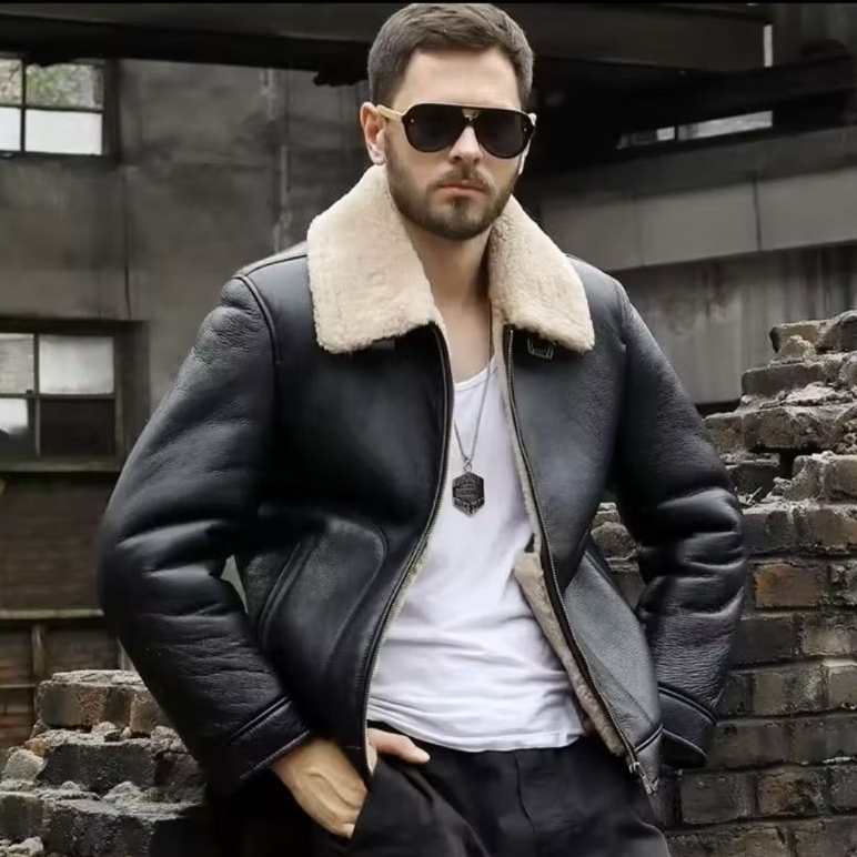 Jacket Pria Leather Semi Kulit - Jacket Pria Mantel Bulu Casual Keren - Elvesse - Jacket Trendy