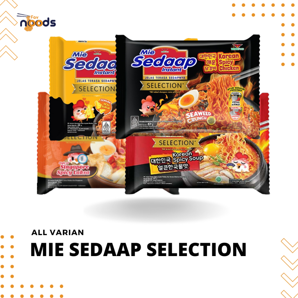 

Mi Sedaap Selection – Sensasi Mewah | Singapore Laksa, Spicy Chicken, Cheese Buldak, Spicy Soup
