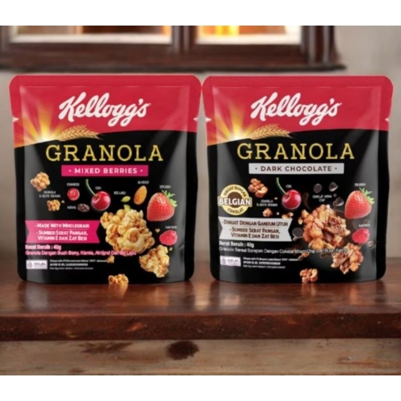 

Kelloggs Granola Sereal Dark Chocolate dan Mix Berries 40gr