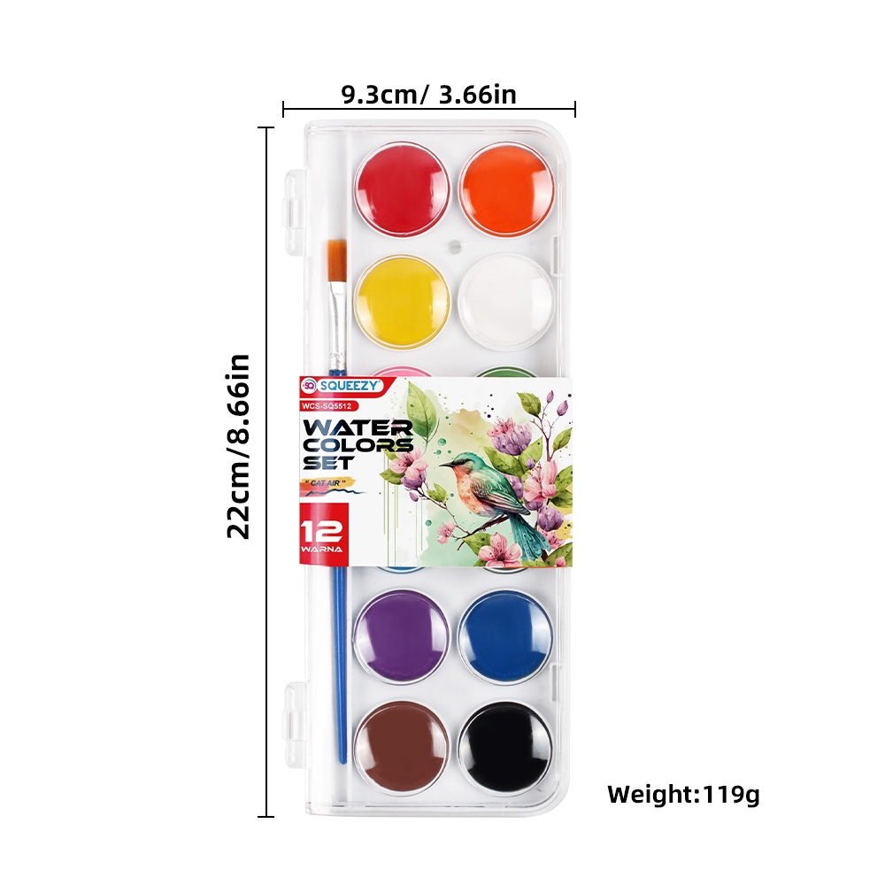 

Squeezy Watercolour / Cat Air Block WCS Isi 12 warna & 16 warna