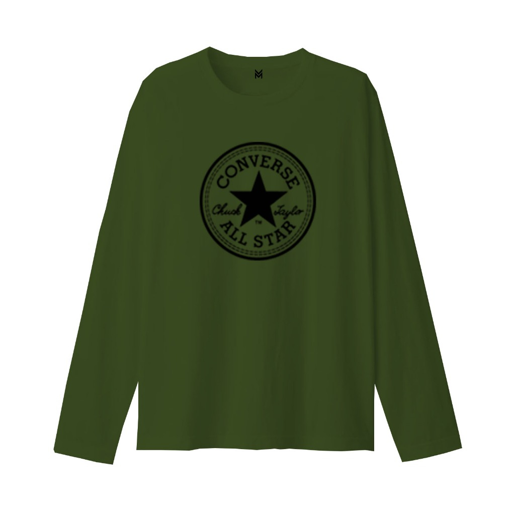 Kaos Lengan Panjang Tshirt Motif Converse All Star Hitam Print kaos Cotton Combed 24s Qualty Premium