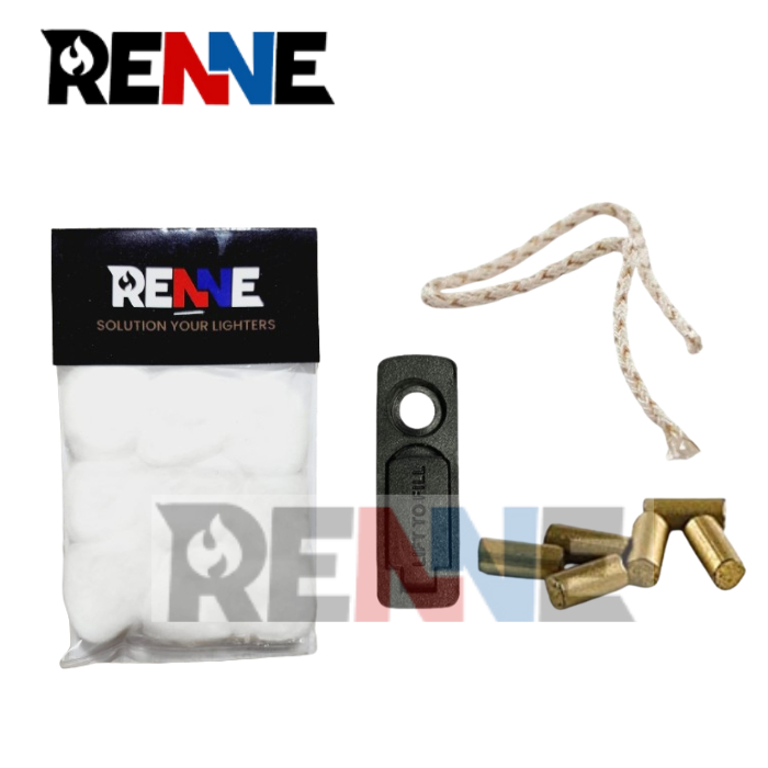 Renne Paket Kapas, Batu, Sumbu, Karet Penutup Insert Zippo, Zorro, Atau Korek Sejenisnya