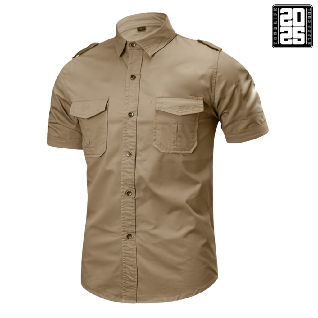 Kemeja Tactical Cream / Kemeja Tactical / Kemeja Tactical Pria / Kemeja Tactical Lengan Pendek / Kem