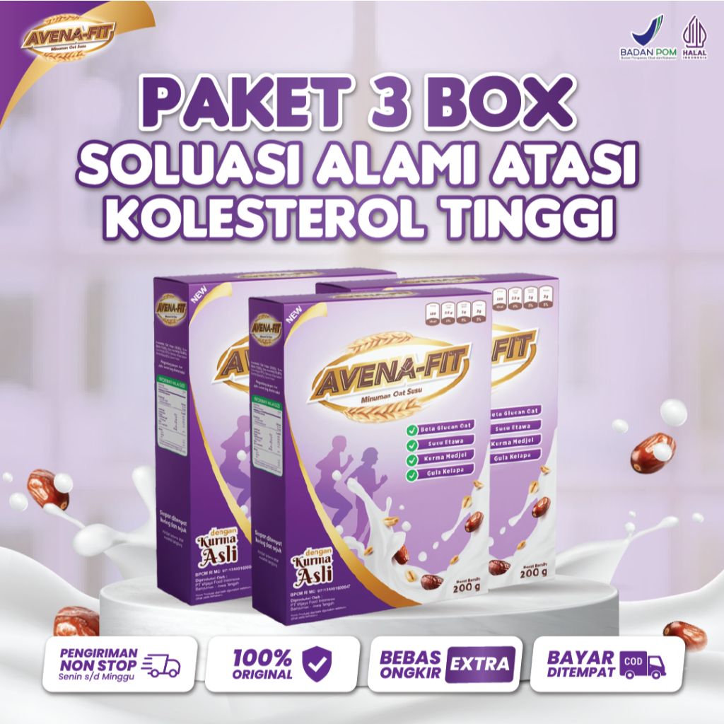 

Paket 3 Box Avenafit Menu Sarapan Sehat Menjaga Kesehatan Jantung, Menurunkan Kolesterol, dan Mencegah Stroke Secara Alami